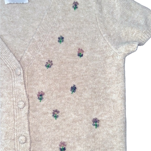 Lucky Brand Embellished Floral Flower Beads Beaded Button Front Cardigan Large - Picture 9 of 16